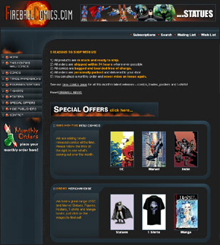 Fireball Comics home page image
